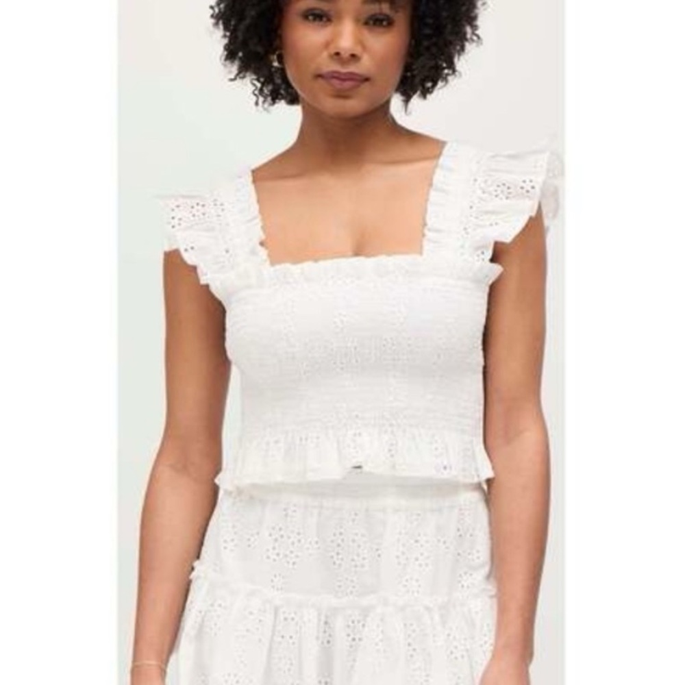 Hill House Paz Top & Skirt in White Eyelet, XS
